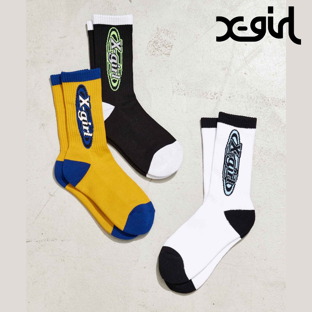 【X-girl】OVAL LOGO RIB SOCKS