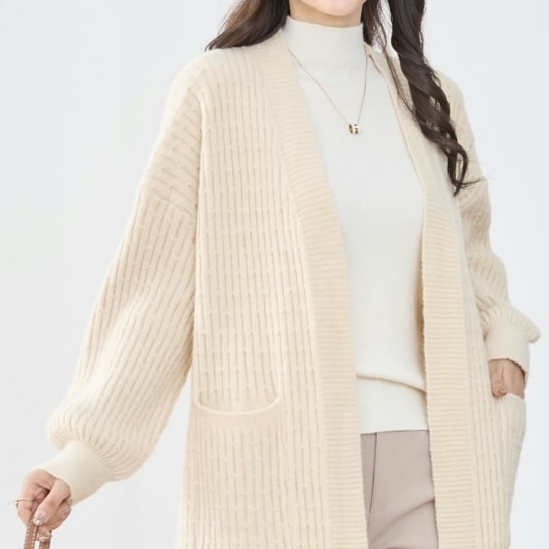 カーディガン リラックス ロングニットN25-197 TRUBE M～L 大人可愛い