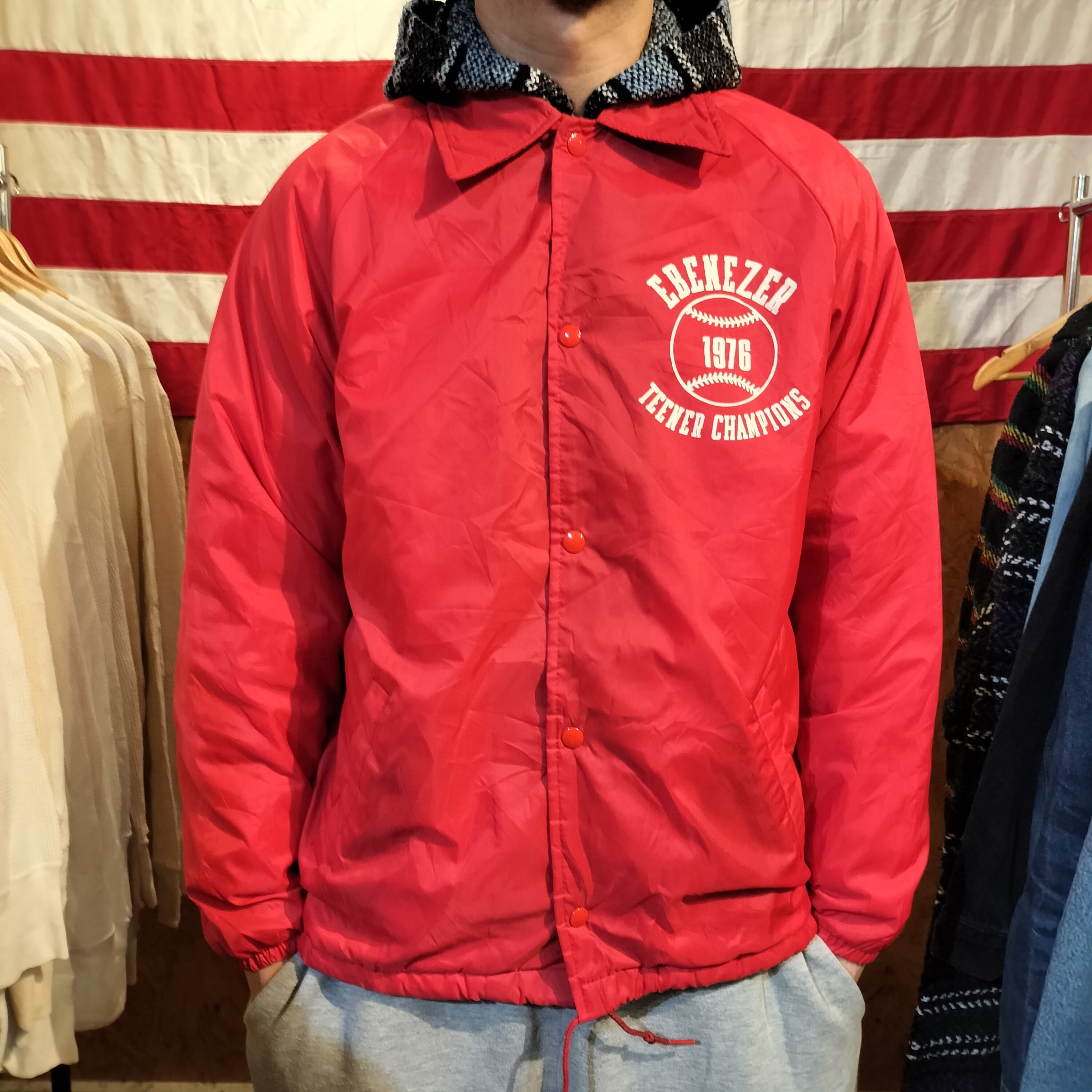 Used ジャケット◆M Vintage アメリカ製 ナイロンコーチジャケット ラグラン ウールライナー◆USA古着 ヴィンテージ