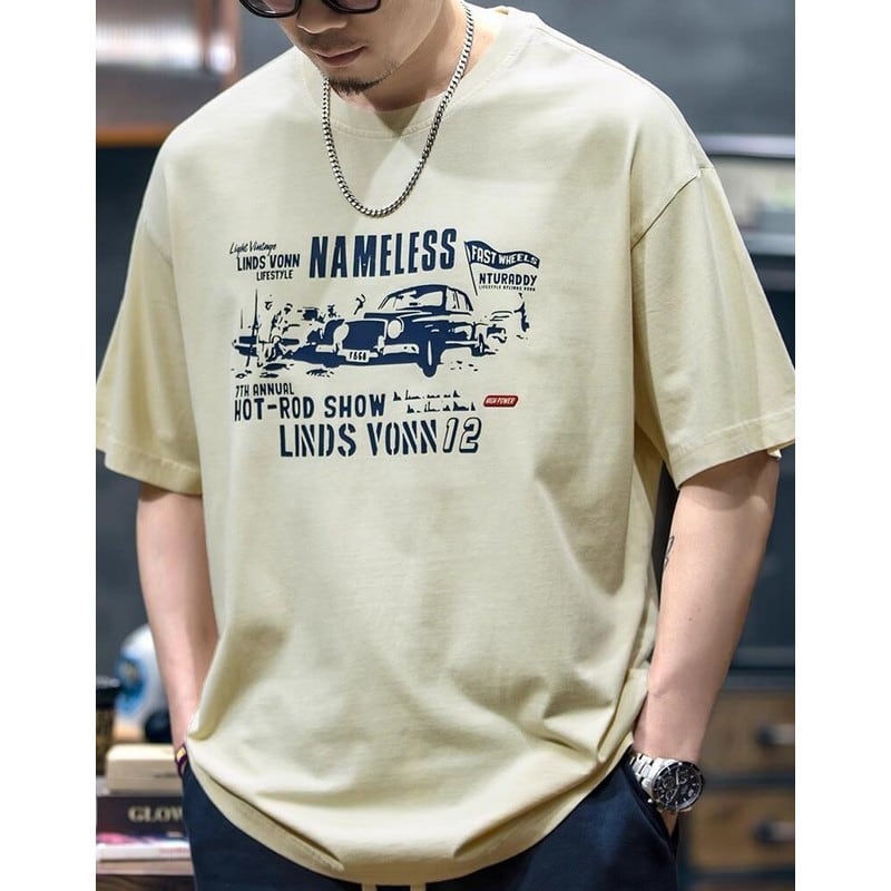 retro print short sleeve t-shirt A0573