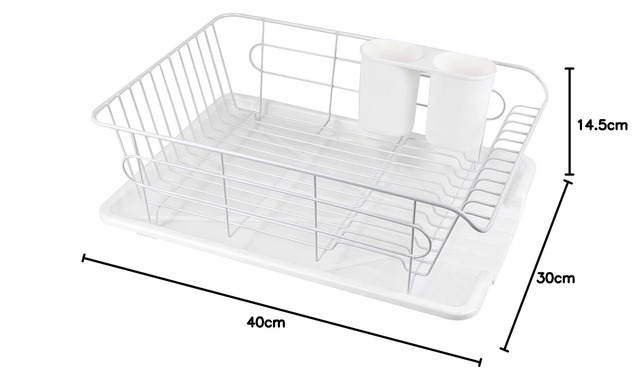 【人気商品】パール金属 金属 食器 水切り かご 水が流れる トレー付 ヨコ置き タイプ ホワイト 白 アルデオ HB-3466