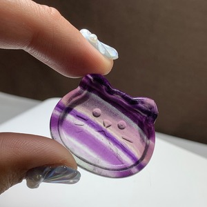 32.(訳)可愛い猫顔☆フローライト猫皿