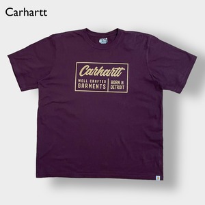 【Carhartt】2XL ビッグシルエット ロゴ プリント  Tシャツ カーハート バーガンディ US古着