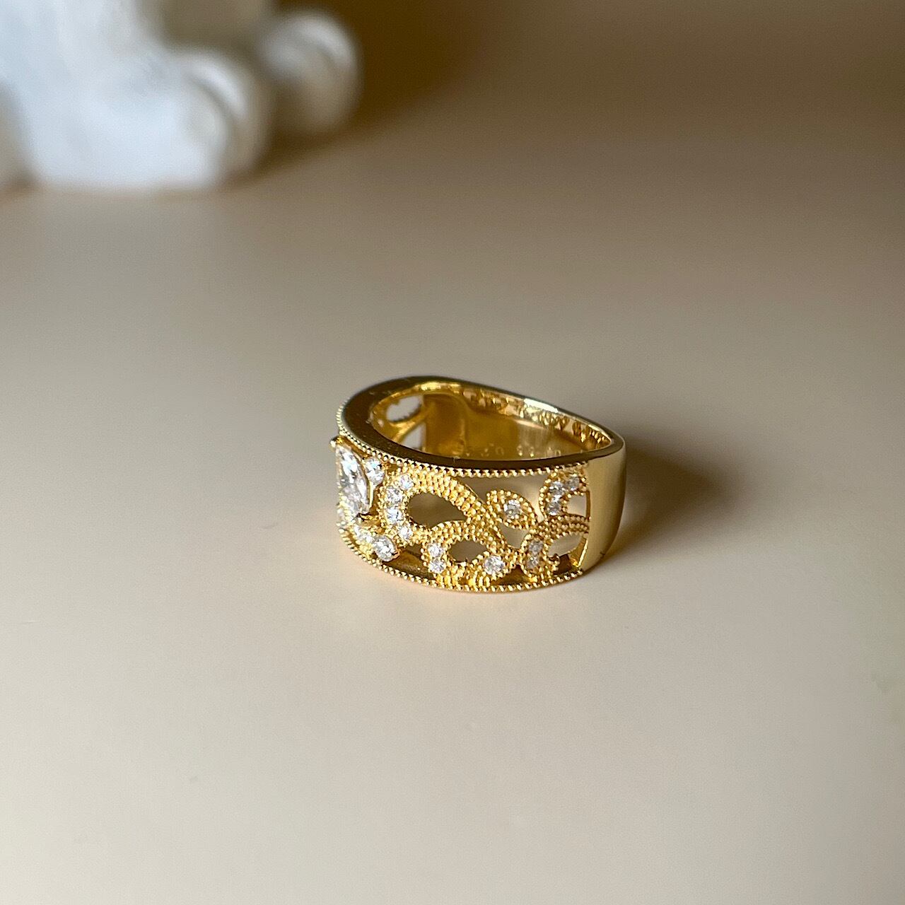 美品『USED』 K18 デザインリング リング・指輪 ダイヤモンド 0.4ct 6.0g 11号