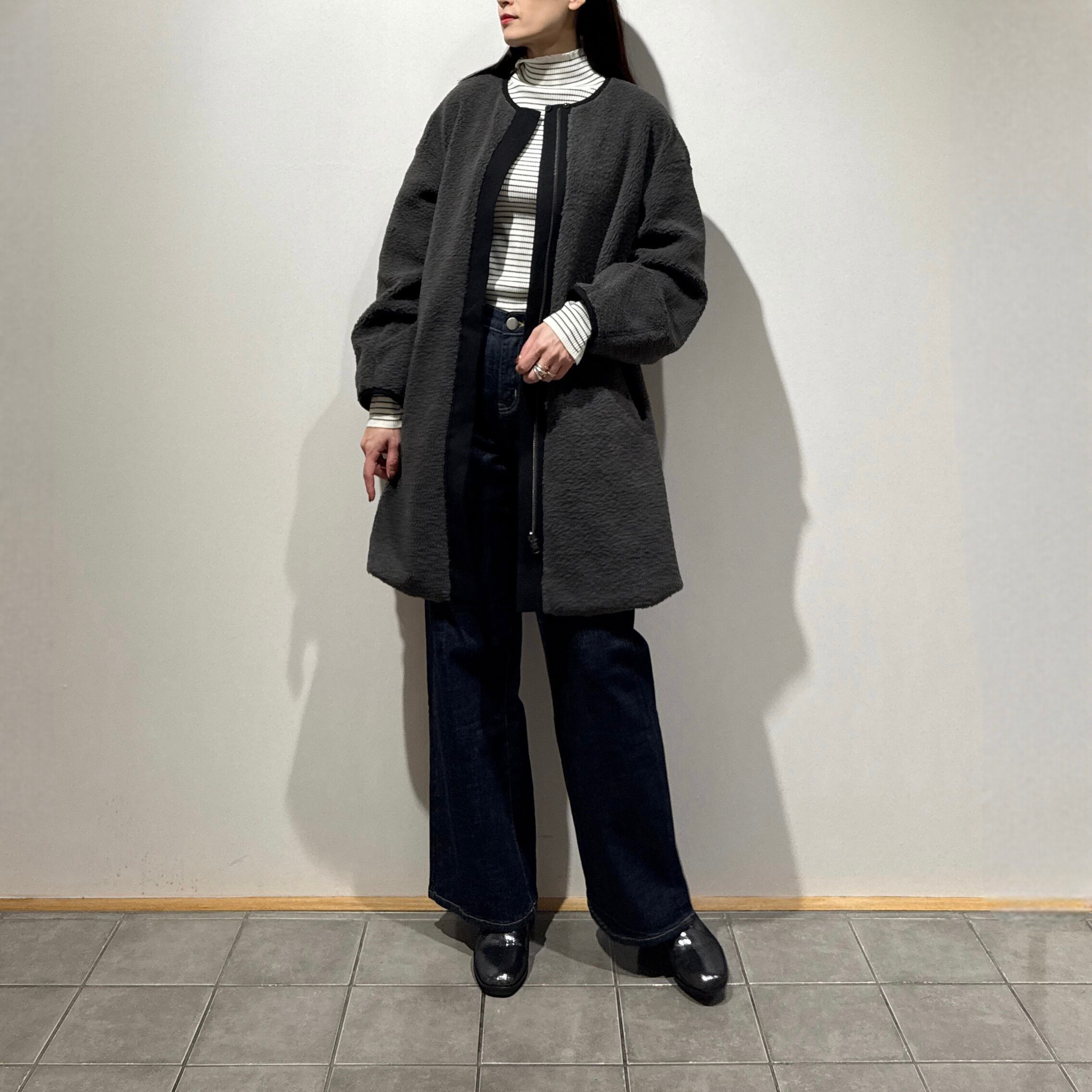 脇ファスナーリバーシブルボアロングJK | トワミーオンラインショップ