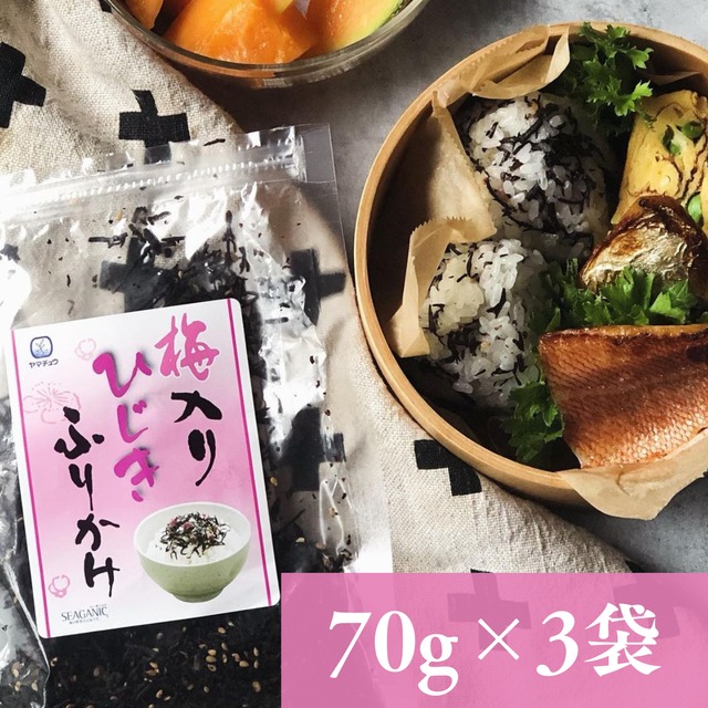 【国産ひじき使用】梅入りひじきふりかけソフトタイプ70g×3袋セット【送料無料】【ポスト投函】