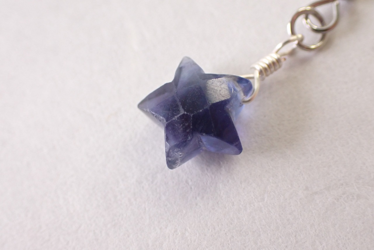 バイカラーフローライトピアス(スターカット)　　[C9‐181]