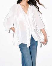 Frilled v-neck Blouse L0064