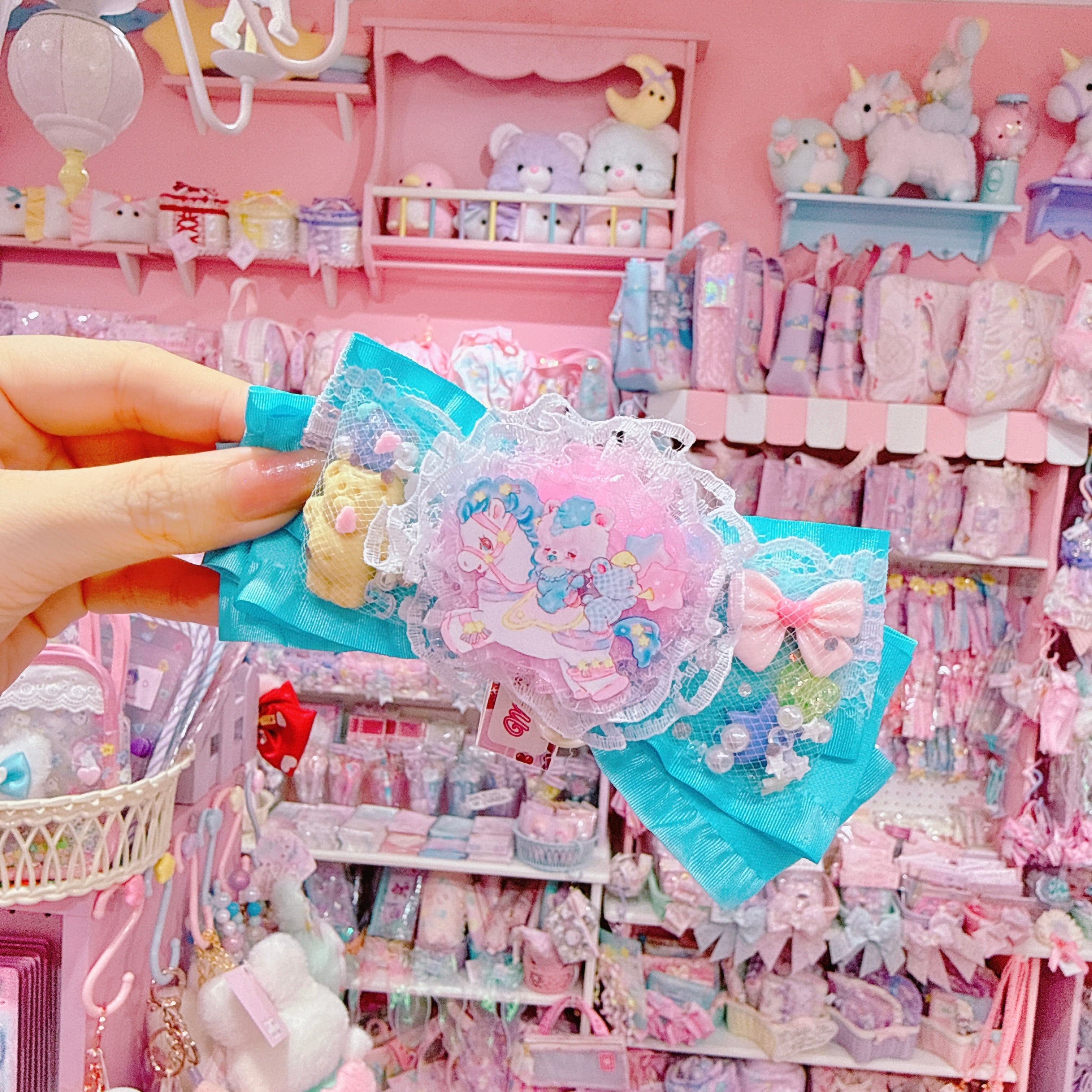 【R14】56-7チュールリボンヘアクリップ