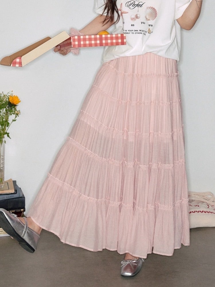 甘すぎない大人ピンク チュールティアードロングスカート 大人可愛い 甘すぎない大人ピンク チュールティアードロングスカート 大人可愛い