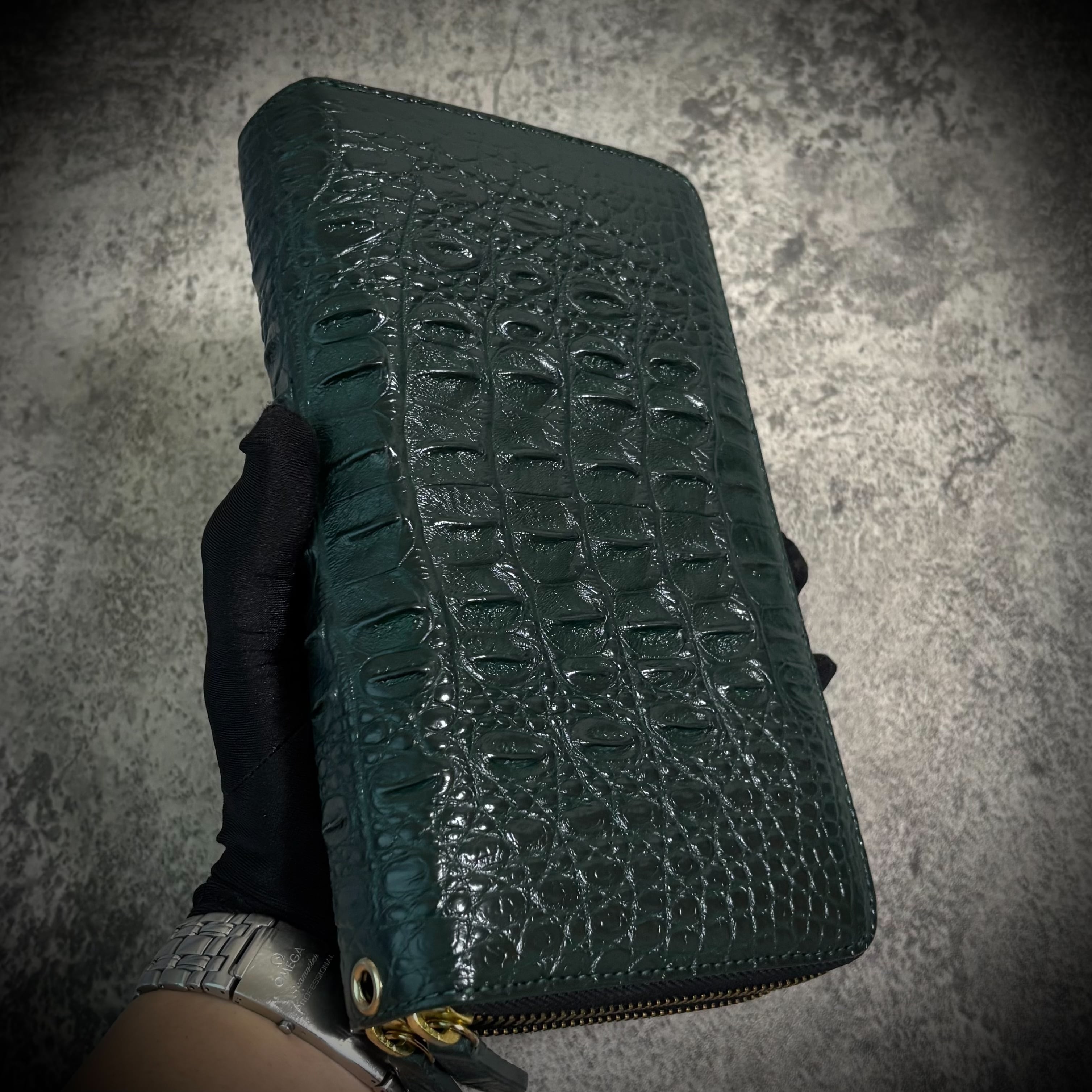 専用☆【実物撮影】☆ ダブルファスナー クロコダイル 長財布 ダブルジップ クロコダイル ダブルジッパー メンズ財布 ダブルファスナー 長財布
