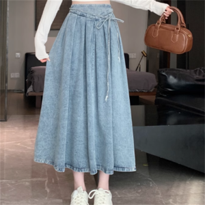 【送料無料】 スカート 2色 Aライン フレア ロング マキシ リボン ウエストゴム 伸縮性 デニム かわいい 大人可愛い 大人女子 こなれ感 シンプル カジュアル 大人 上品 おしゃれ お洒落 ラフ コンサバ ガーリー 無地 春 20代 30代 40代 レディース 女性 デート お出かけ お茶会 女子会 休日 授業参観 着回し プチプライス カラバリ デイリーユース 普段使い オルチャン 韓国系 ファッション スタイル 定番アイテム 着痩せ