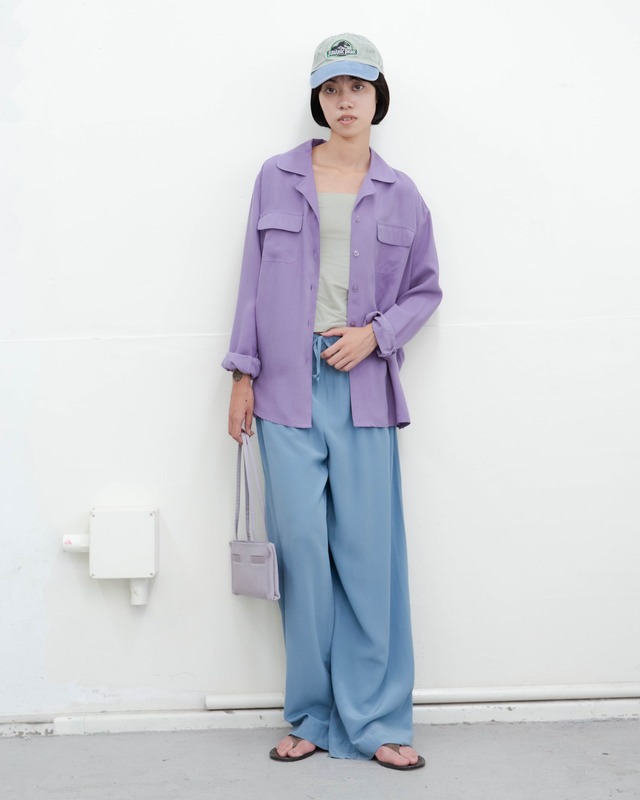 1990s open collar double flap pocket silk shirt