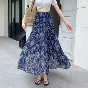 花柄 ドレープ シフォン スカート 10222