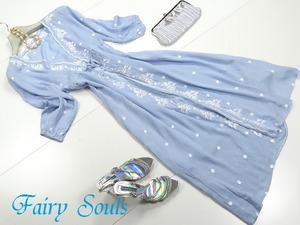 ★11号☆七分袖刺繍シフォンワンピース(OPN5508)