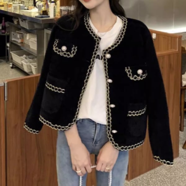 【みり】極美品♡ジャーナルスタンダードレサージュ　金ボタンノーカラー 配色ボタンホールが可愛い！】ノーカラーライトコート（ノー