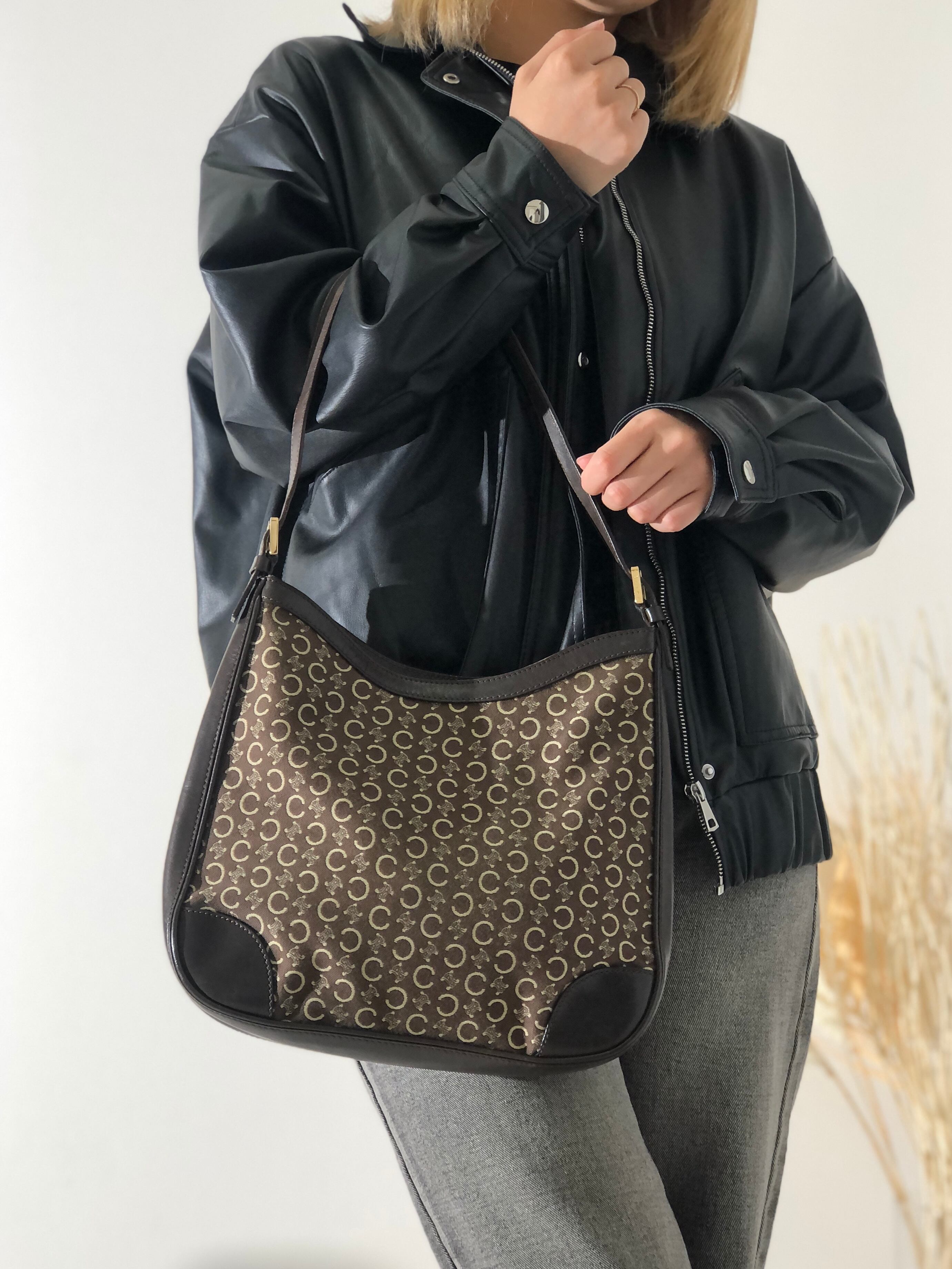 日本直送 名牌中古包 】CELINE セリーヌ Cマカダム ジャガード レザー 