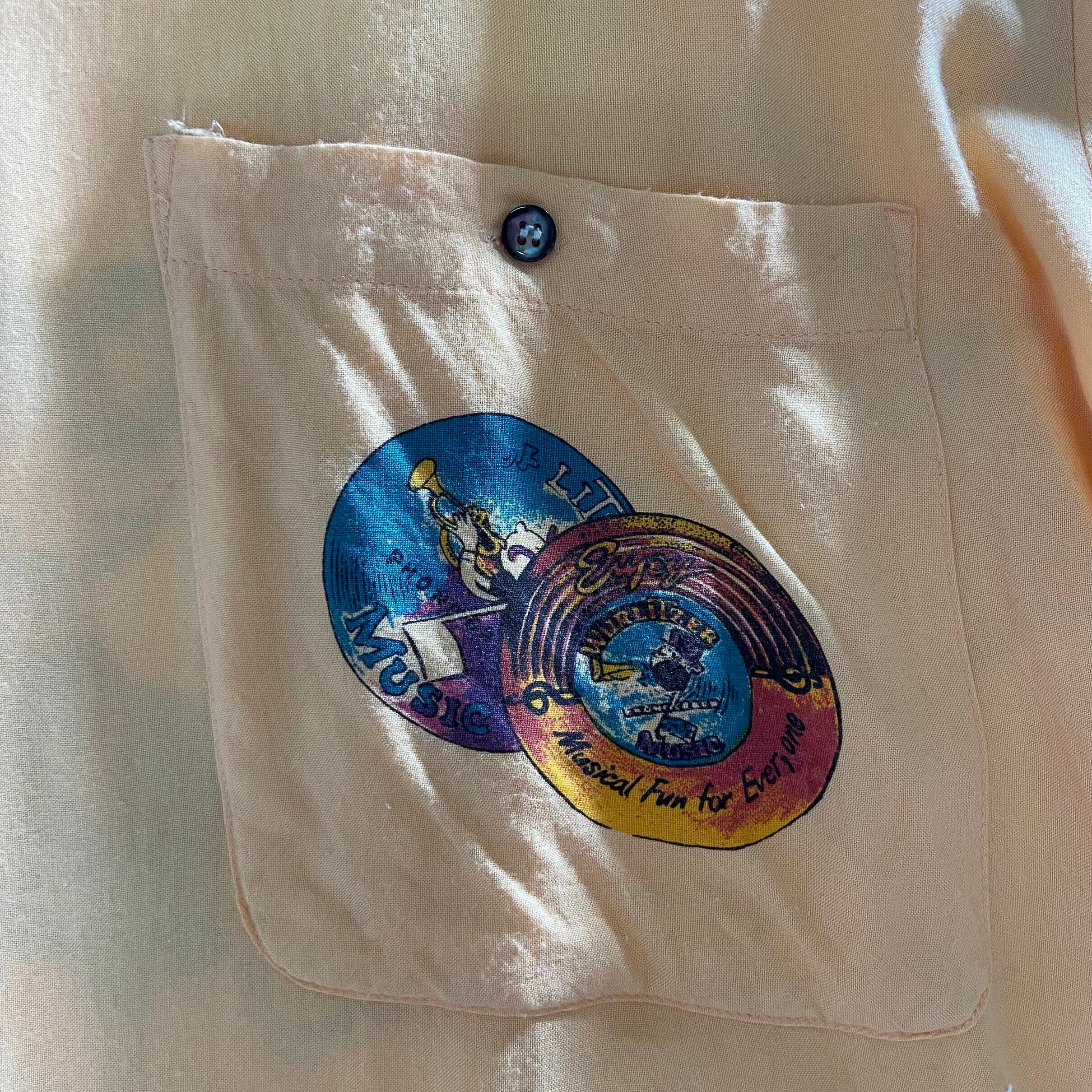 F-R-I-D-A-Y ロカビリー バックプリント 半袖 レーヨンシャツ メンズL相当 古着 ペールオレンジ【半袖シャツ】【PD20】【AN20】 | cave 古着屋【公式】古着通販サイト
