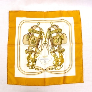 美品　HERMES　エルメス　プチカレ40　ガヴロッシュ　Brides de Gala　式典用馬勒　黄色　シルクスカーフ　21-1832