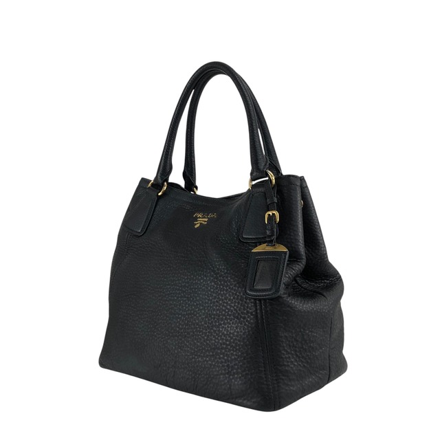 PRADA プラダ ヴィッテロダイノ トートバッグ ブラック ロゴ レザー vintage ヴィンテージ オールド fpj5iw