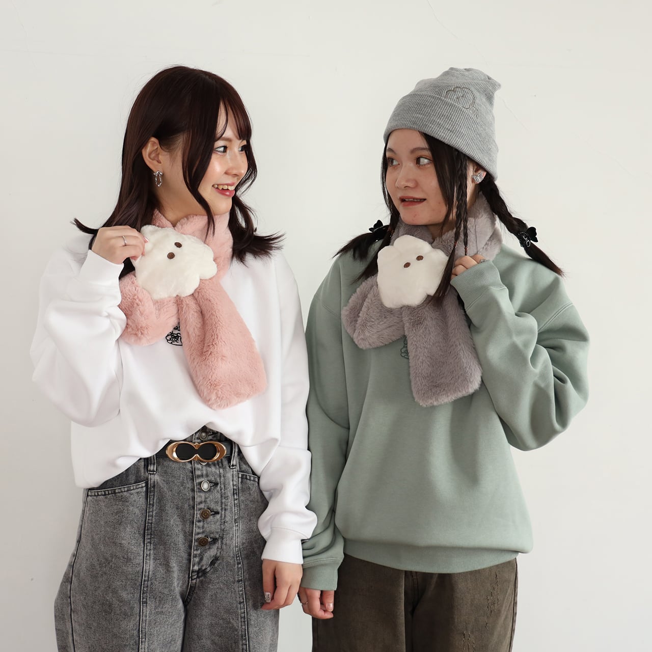 なでウサのふわふわマフラー/グレー（MK-568） | もくもくちゃん公式