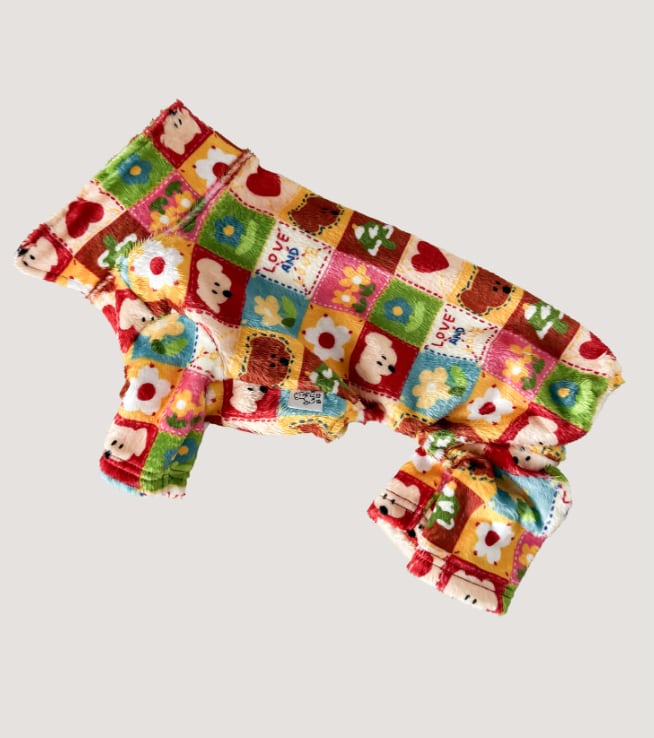 予約【cote a cote】Love Patchwork Pompom Pajamas