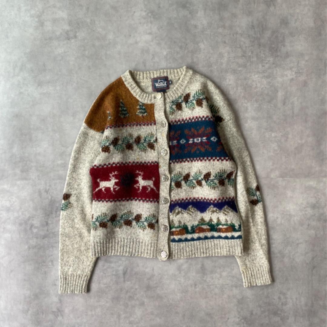 ウールリッチ 90s ニット カーディガン M ノルディック グレー 11299