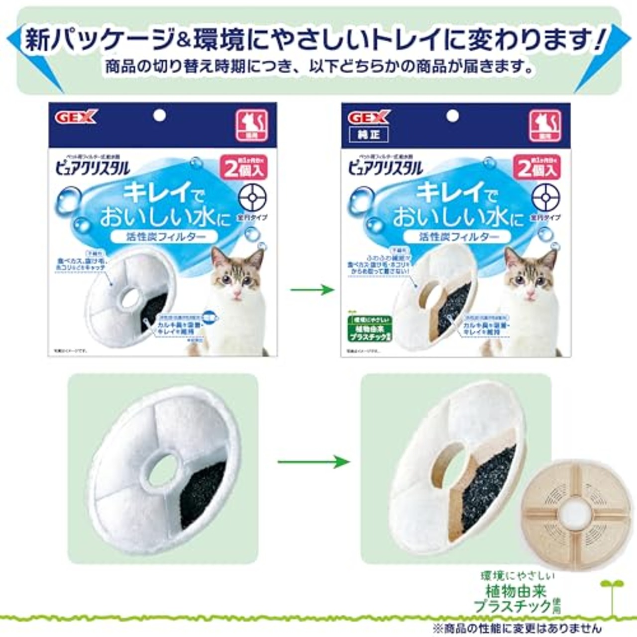 GEX ピュアクリスタル 活性炭フィルター 全円 猫用 2個入