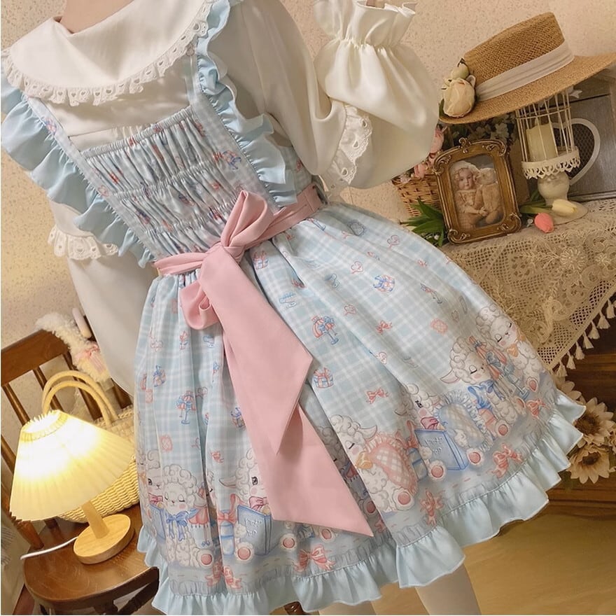 ゆめかわ ジャンパースカート エプロン付き メイド服 ゆるかわ