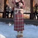 【2点セット】ファートリムフーディーチェックジャケット＋Iラインスカート ・79029