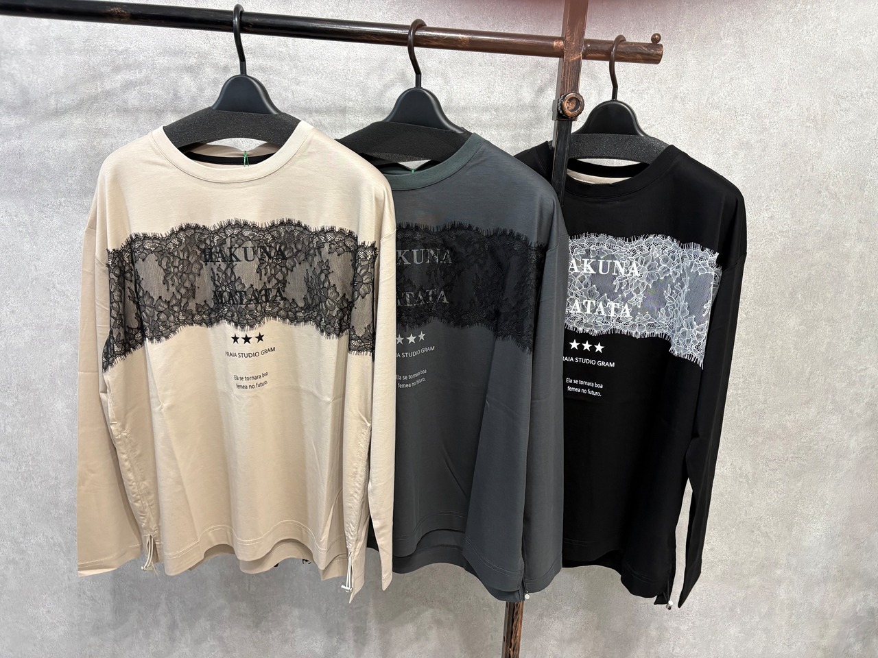 【praia】 シルケット　レース張りカットソー　LEI 2698