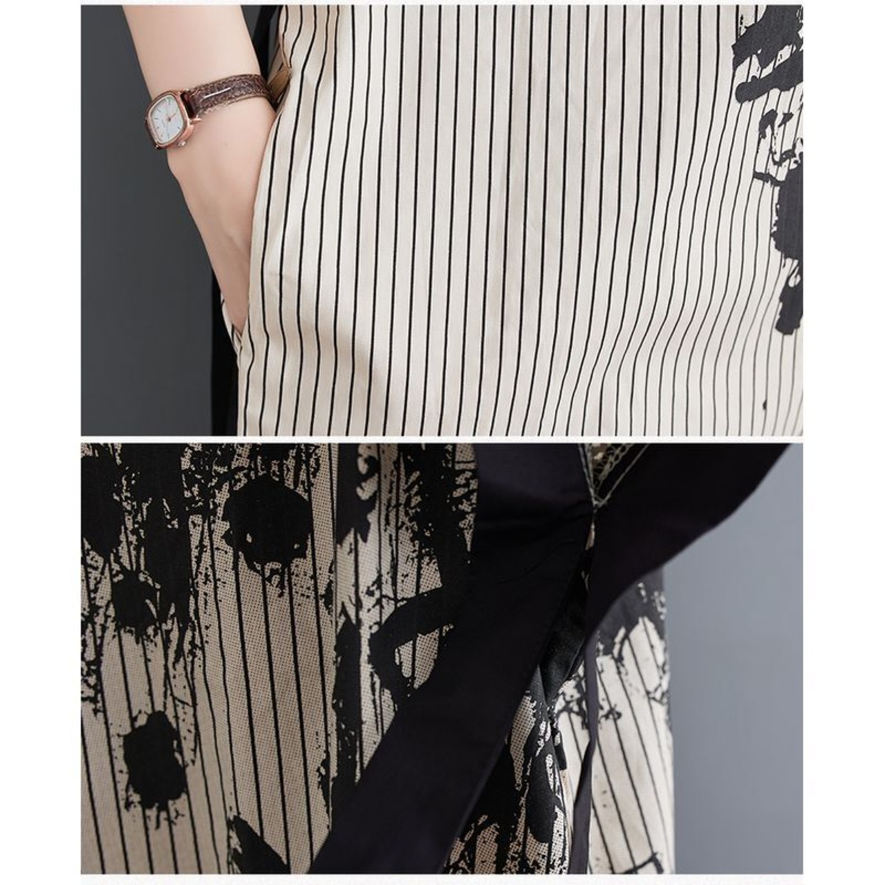 ストライプ プリント ドレス  30009