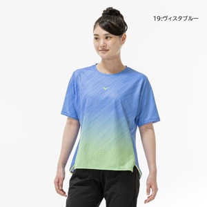 ミズノドライエアロフローグラデーションTシャツ[レディース]32MAD310 ワイドシルエット 吸汗速乾