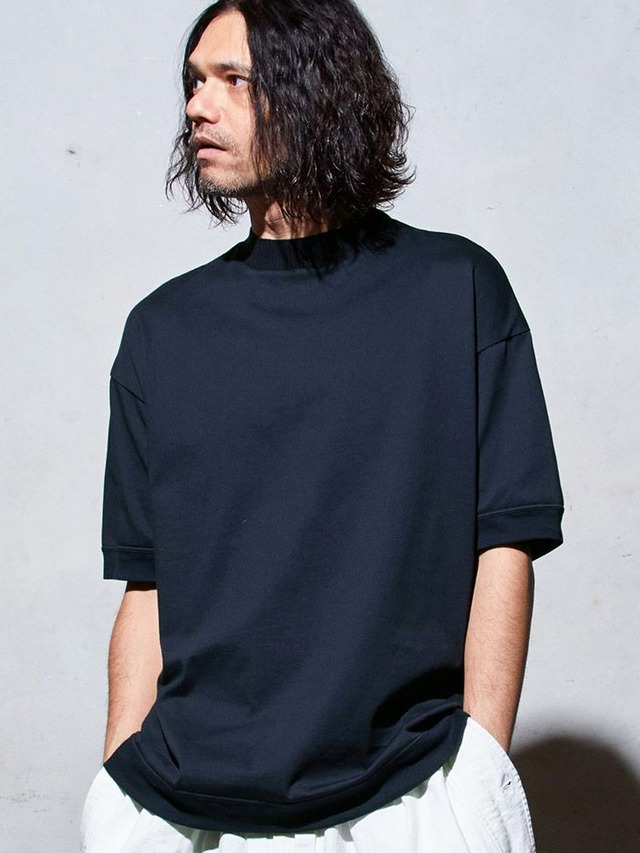 EGO TRIPPING (エゴトリッピング) RIB MOCKTEE Tシャツ / NAVY 666255-83