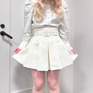 【pois roses】tweed skirt