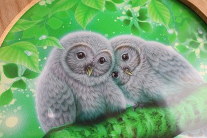 額付き複製画「いっしょの時間 - フクロウ」 限定1点、4/30まで
