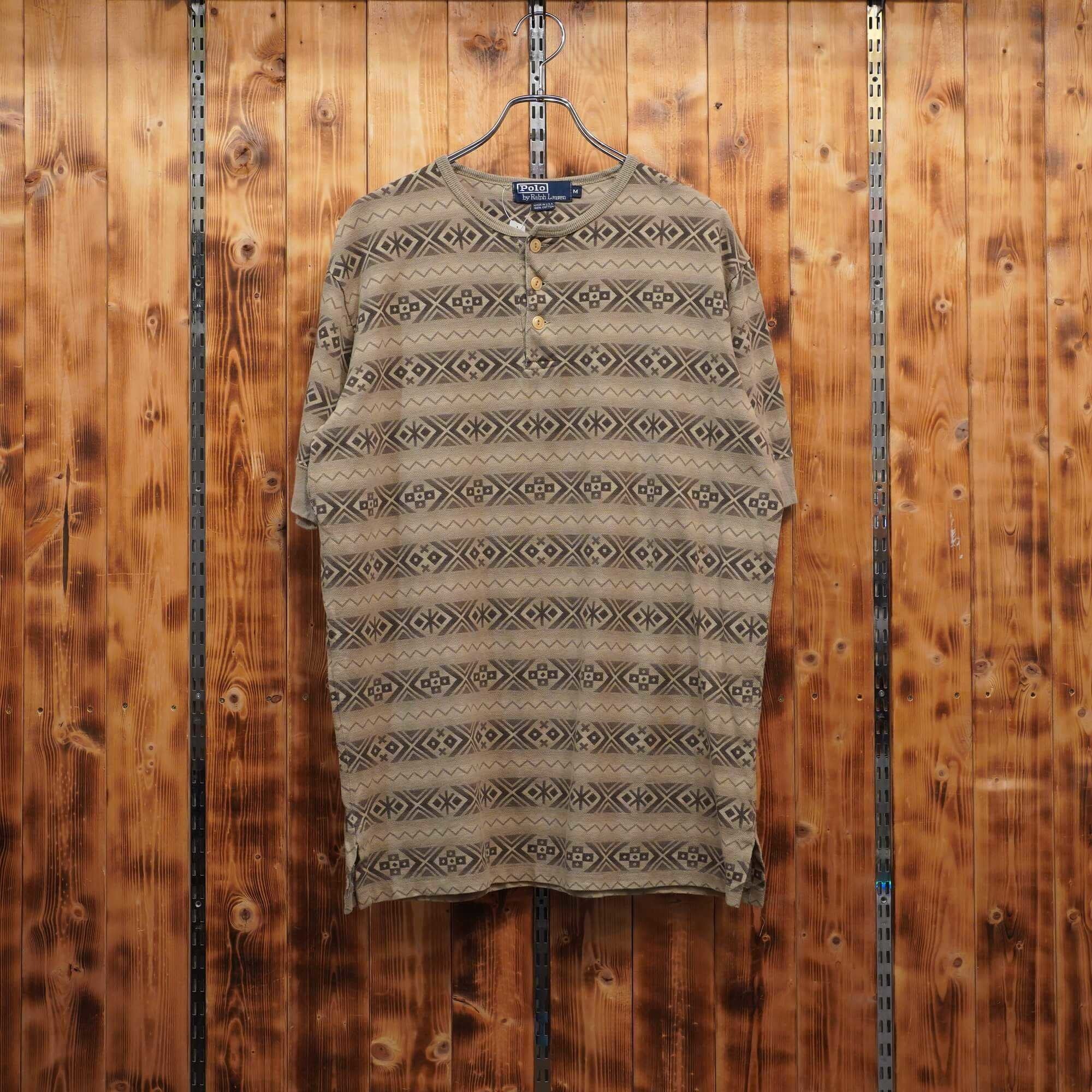 ralphlauren usa製 ネイティブ柄 ヘンリーネックTシャツ M/ラルフローレン