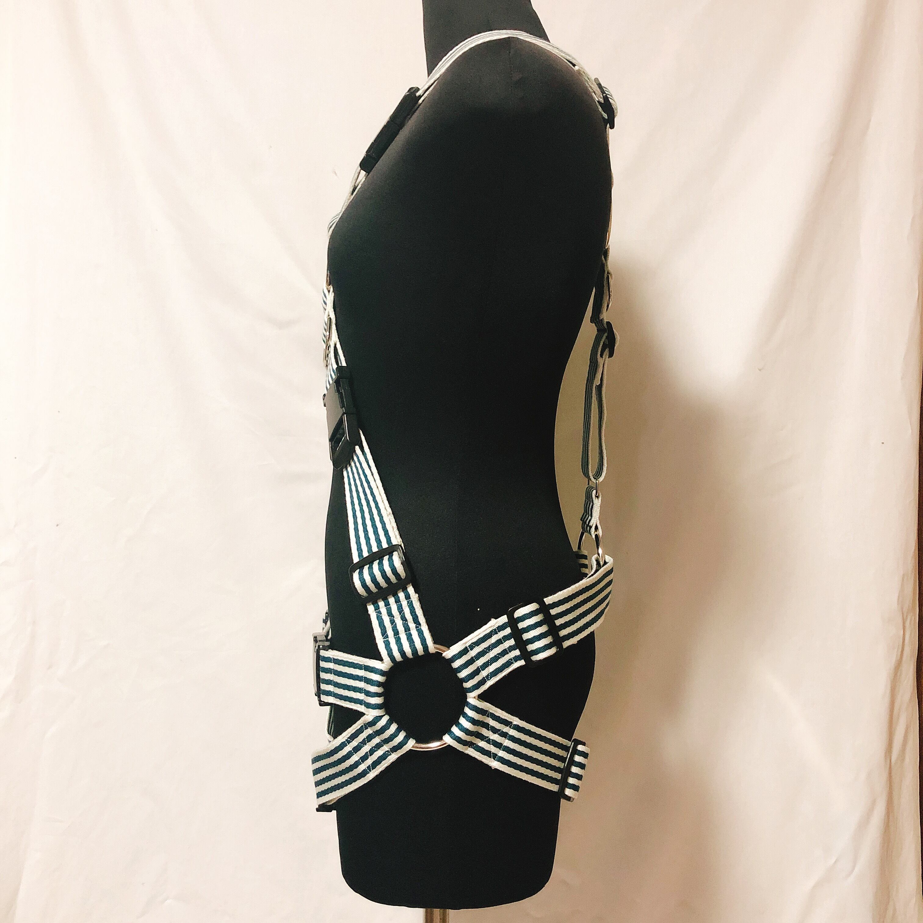 フルハーネス X型 白緑ストライプ