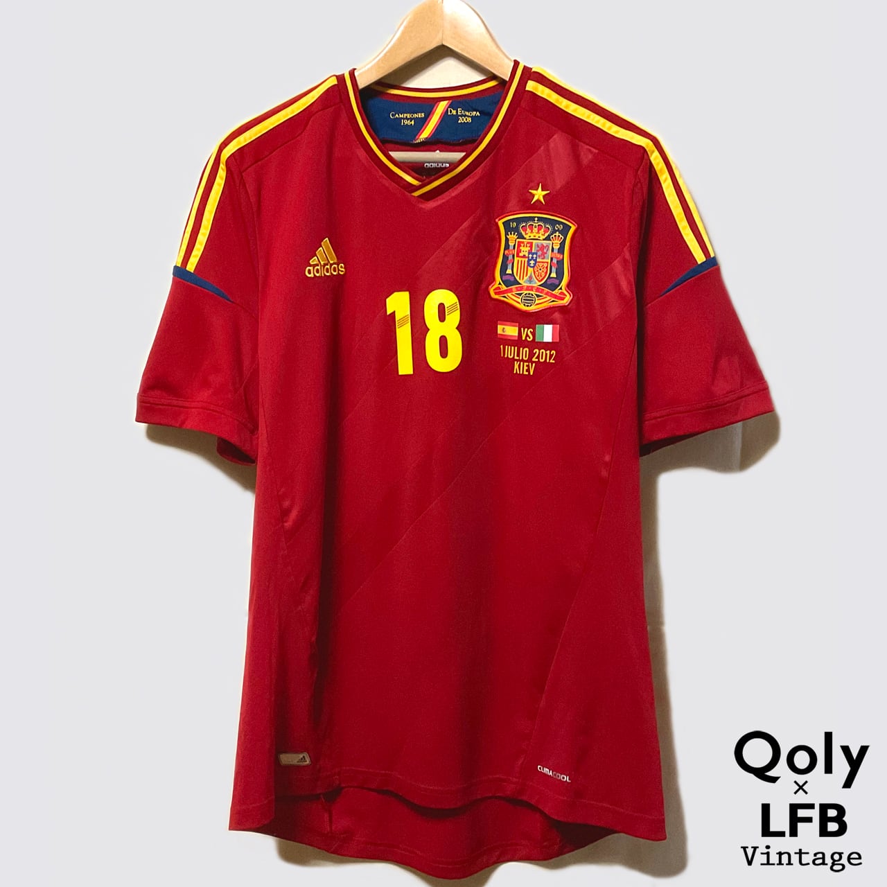 訳あり]スペイン代表 2012 adidas ホーム半袖 EURO2012決勝マッチデイ