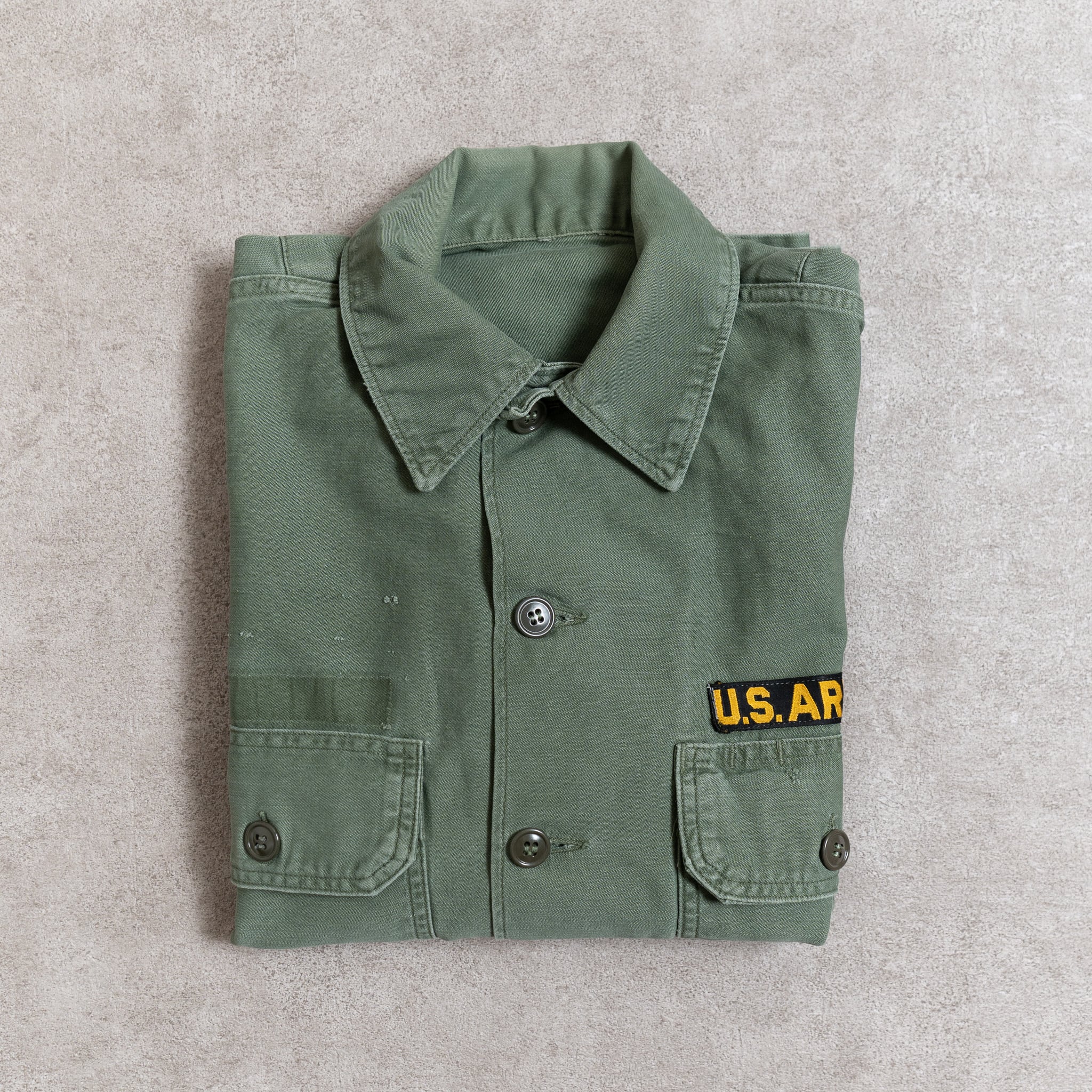 14 1/2✕31】U.S.Army 60's OG-107 Utility Shirt Cotton100％ 