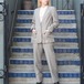 EU VINTAGE C&A STRIPE PATTERNED PANTS SET UP SUIT/ヨーロッパ古着ストライプ柄パンツセットアップスーツ