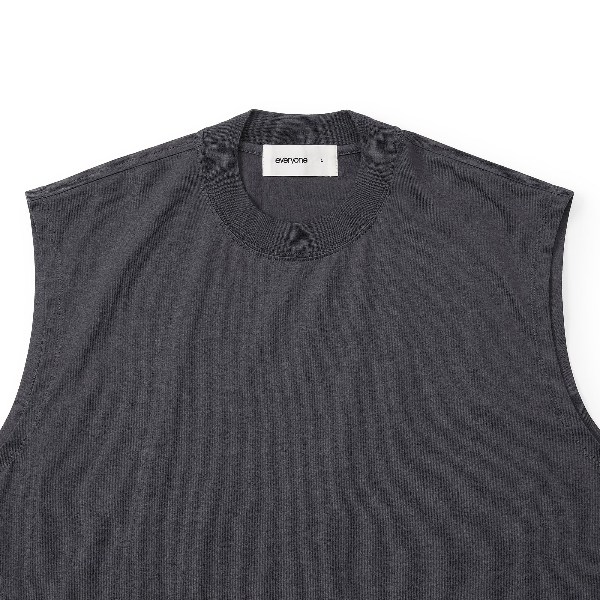 everyone high-gauge cotton no sleeve tee shirt (CHARCOAL) | everyone