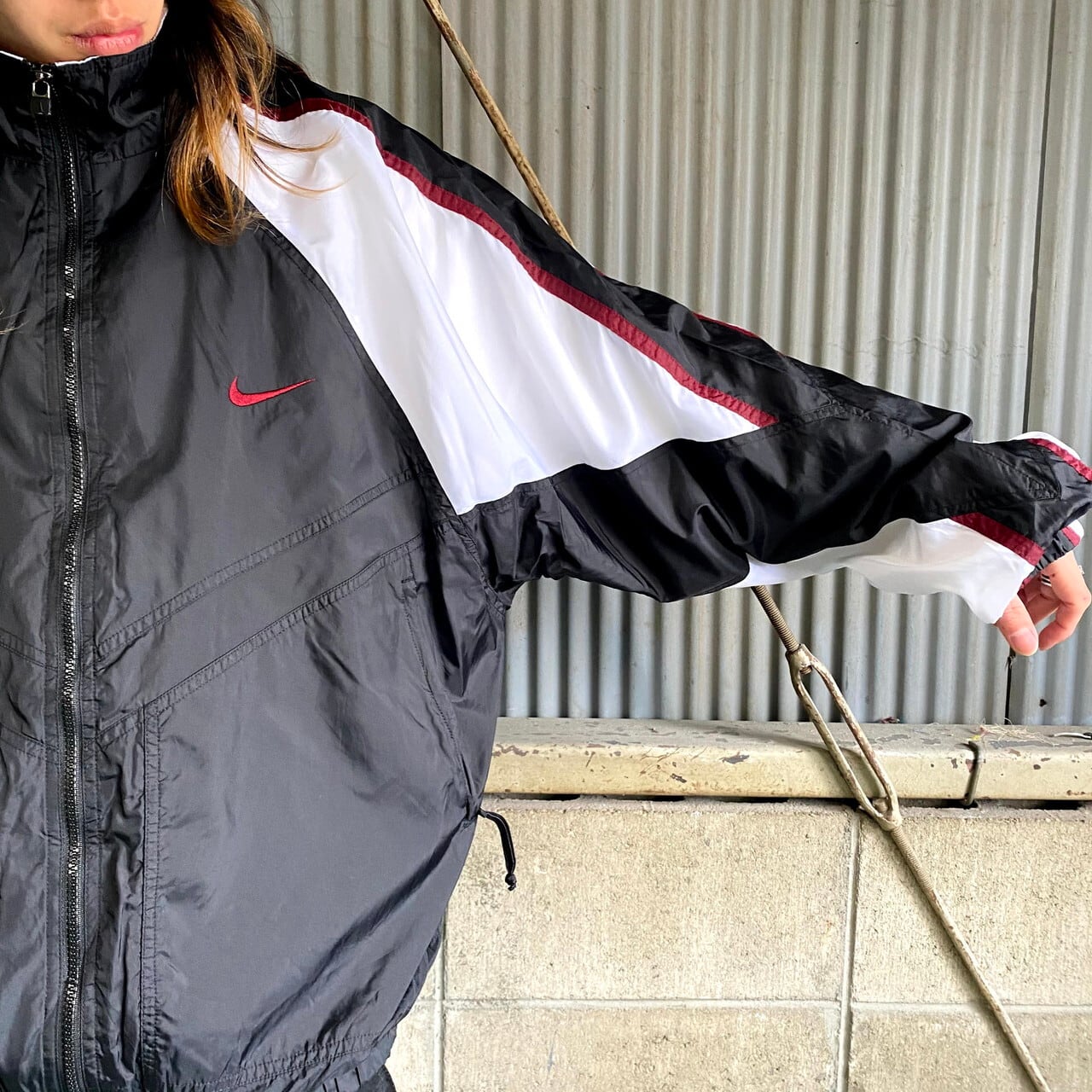 90s ［］NIKE ハーフジップ　スウェット　白タグ　デカスウォッシュ