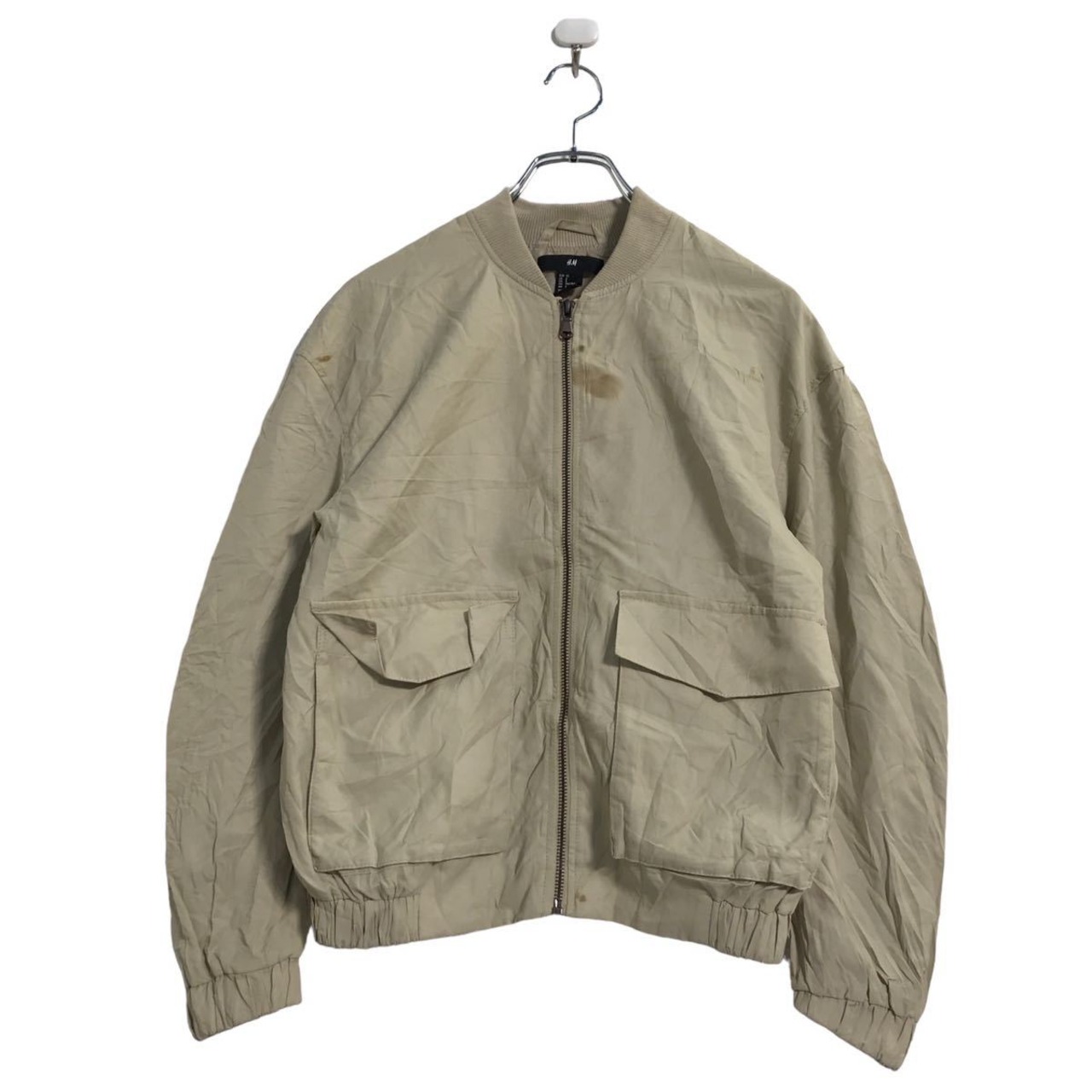 H&M レーヨン ジップアップ ジャケット レディース XXS ベージュエイチ 