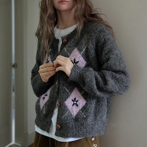 jacquard button cardigan