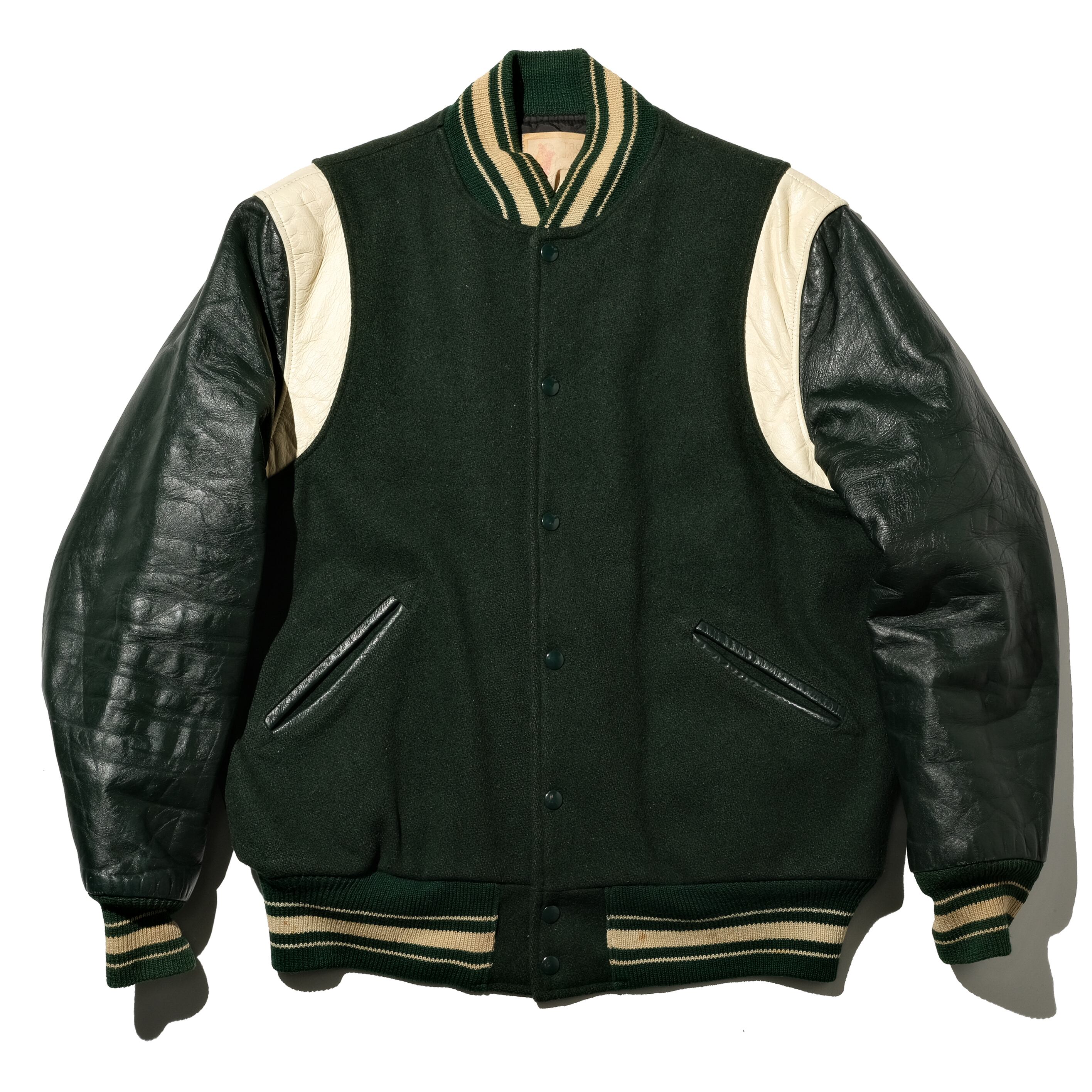 CARROLL スタジャン Wrangler 刺繍 ウール 襟レザー 黒 ブラック XL  