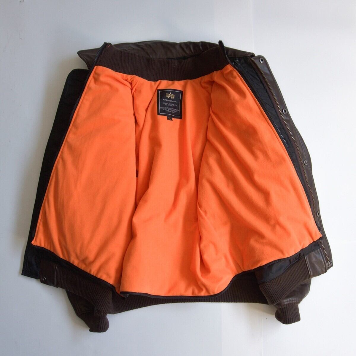 雰囲気抜群】ALPHA INDUSTRIES【A-2 レザー フライトジャケット】XL