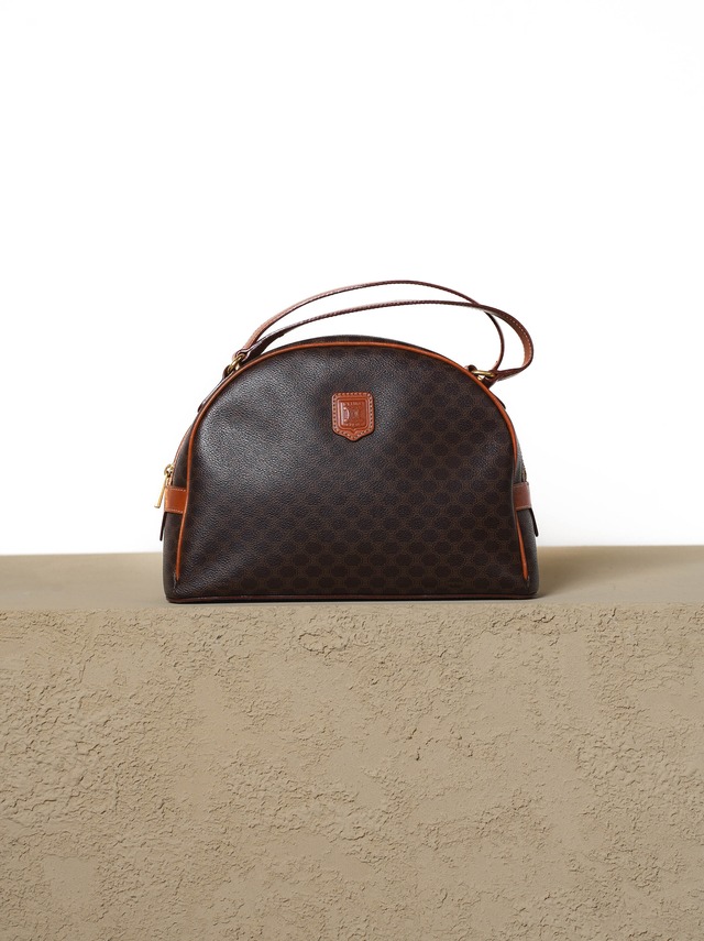 CELINE セリーヌ ブラウン マカダム柄 半月型 ハンドバッグ