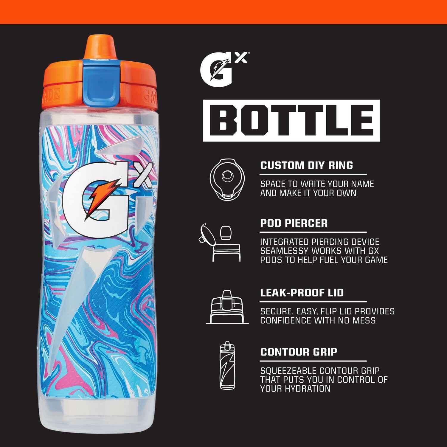 Gatorade ウォーターボトル トレーニング マイボトル タンブラー ジム エクササイズ アウトドア 2023 Gatorade Gx 30 oz. Bottle Marble Blue