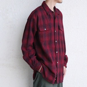 90's Eddie Bauer ombre check wool shirt jacket.